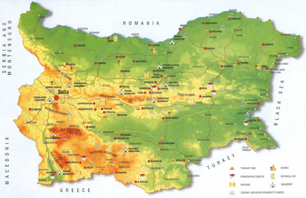 Bulgarischen Bergen Karte
