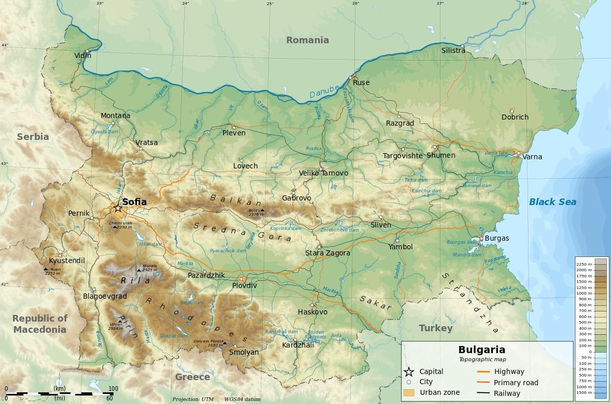 Karte von Bulgarien Geographie