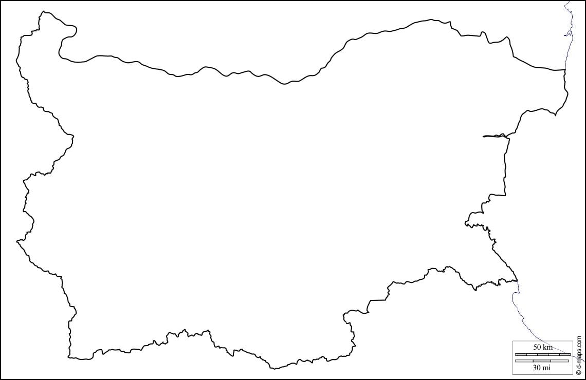 Landkarte von Bulgarien-Karte Umriss