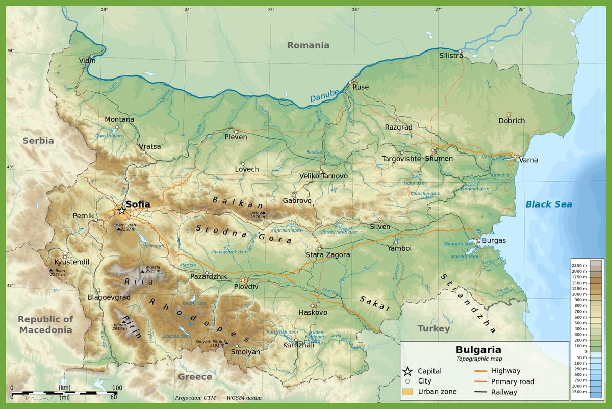 Topografische Karte Bulgarien