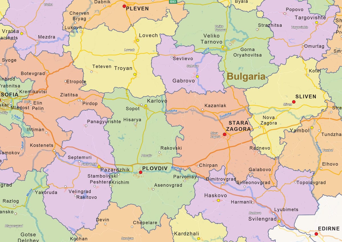 Karte von Bulgarien politischen