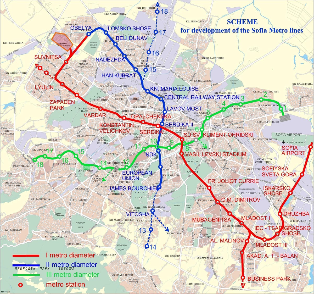 Karte von Bulgarien metro