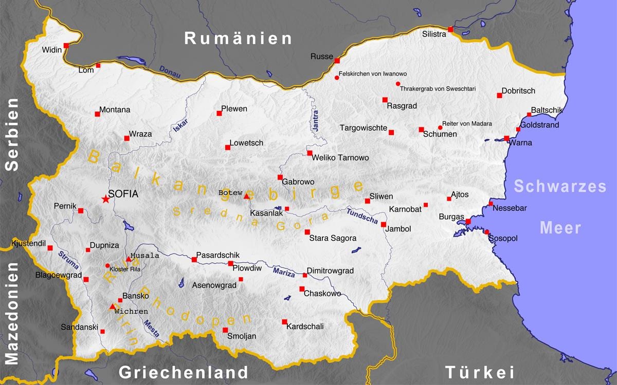 Karte der bulgarischen Meeresküste