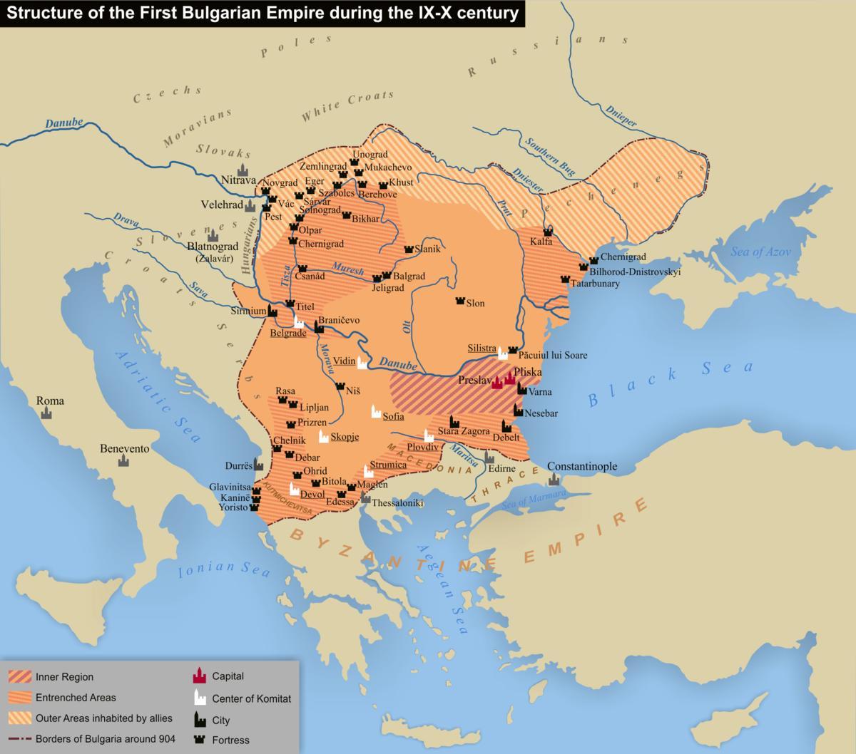 Karte des bulgarischen Reiches