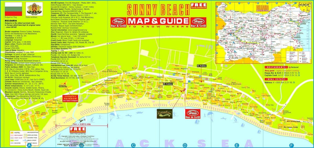 touristische Karte von sunny beach Bulgarien