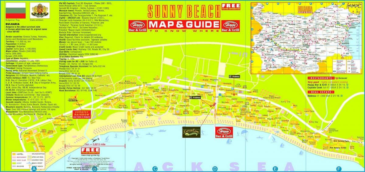touristische Karte von sunny beach Bulgarien
