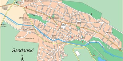 Karte von sandanski Bulgarien